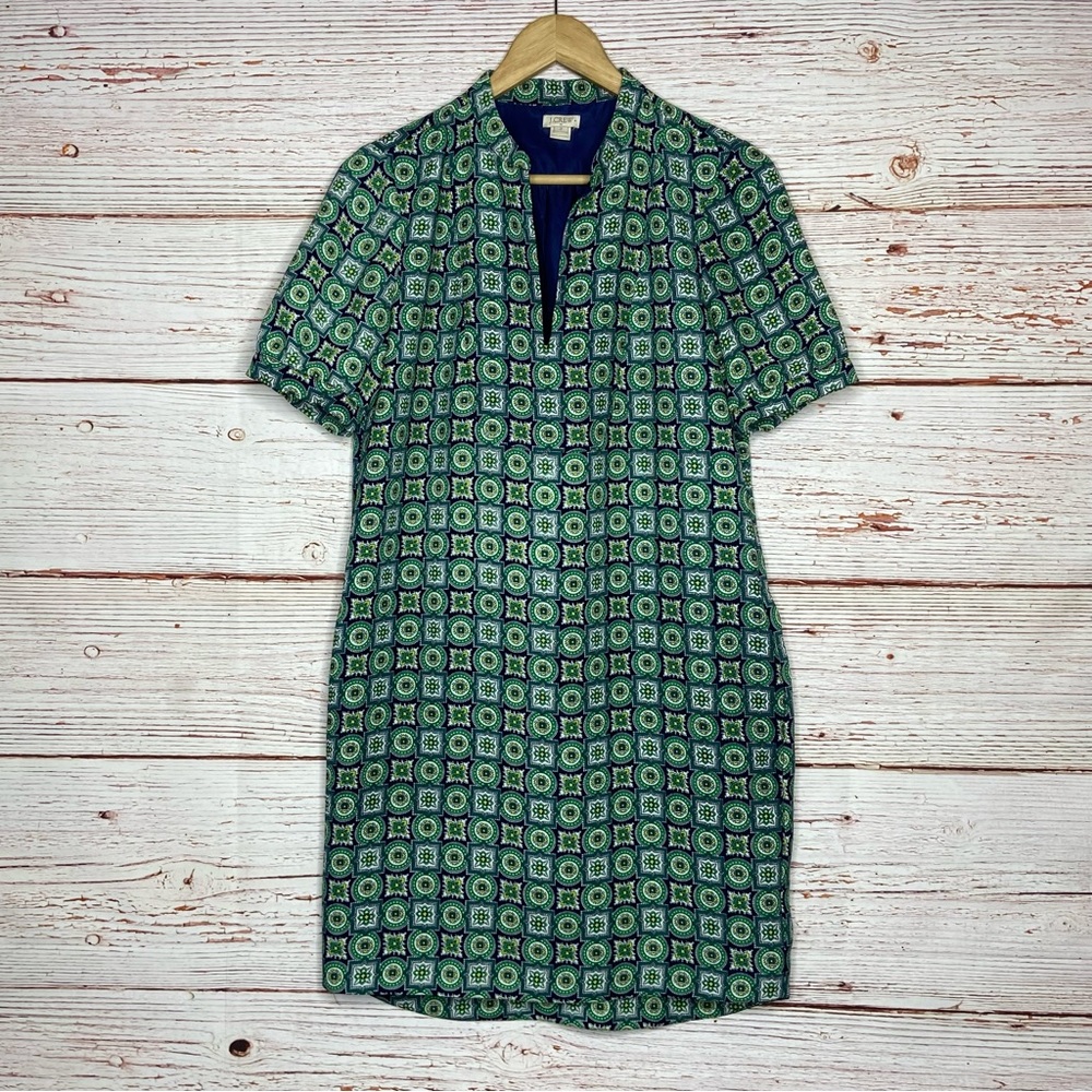 J Crew Factory Geometric Print Shift Dress Sz 2